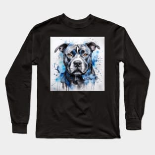 Black Staffy Painting Long Sleeve T-Shirt